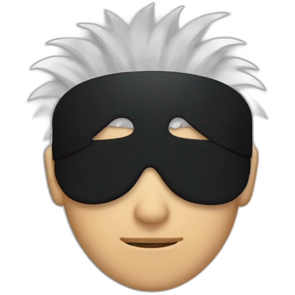 white-haired young man with black blindfold covering his eyes , with spike hair emoji