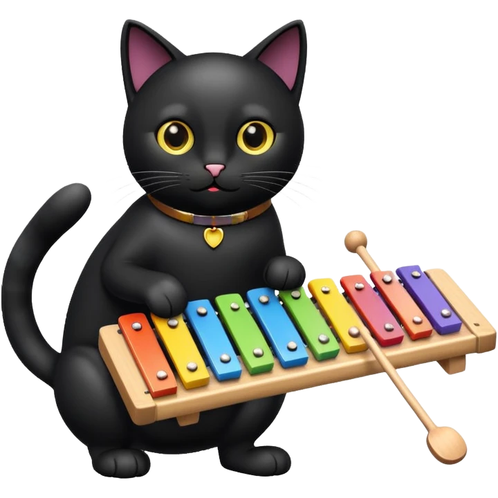 Black cat and xylophone  emoji