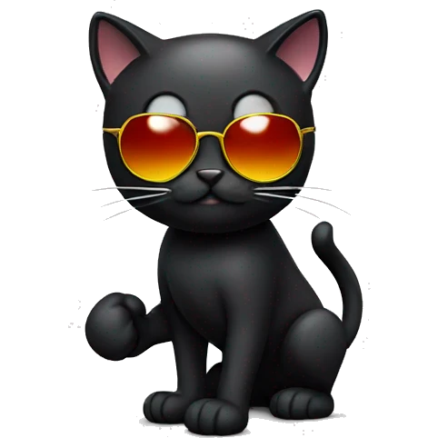 Black cat boxing with sunglasses emoji