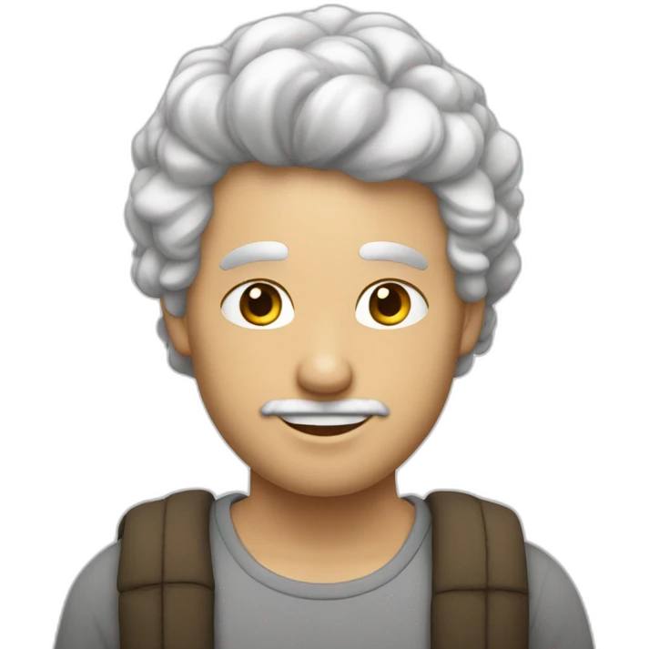 Un homme de 12 avec des cheveux bouclés la peau blanche et une tenue overzisa emoji