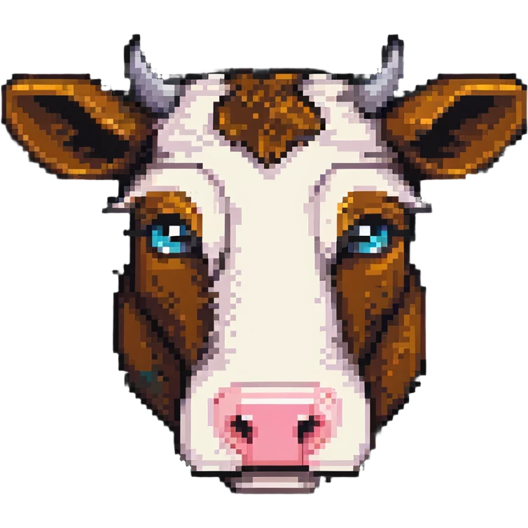 ultra-minimal blocky Minecraft cow head emoji with one large colorful square pixel, extremely simple, abstract, playful, childlike emoji