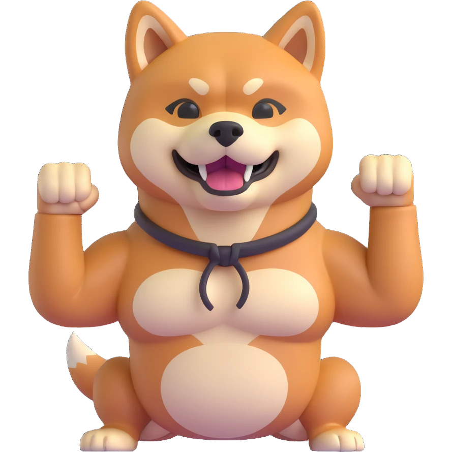 shiba inu showing muscles emoji