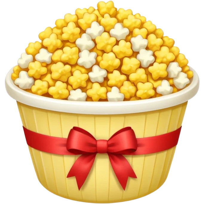 popcorn in bowl with bow emoji