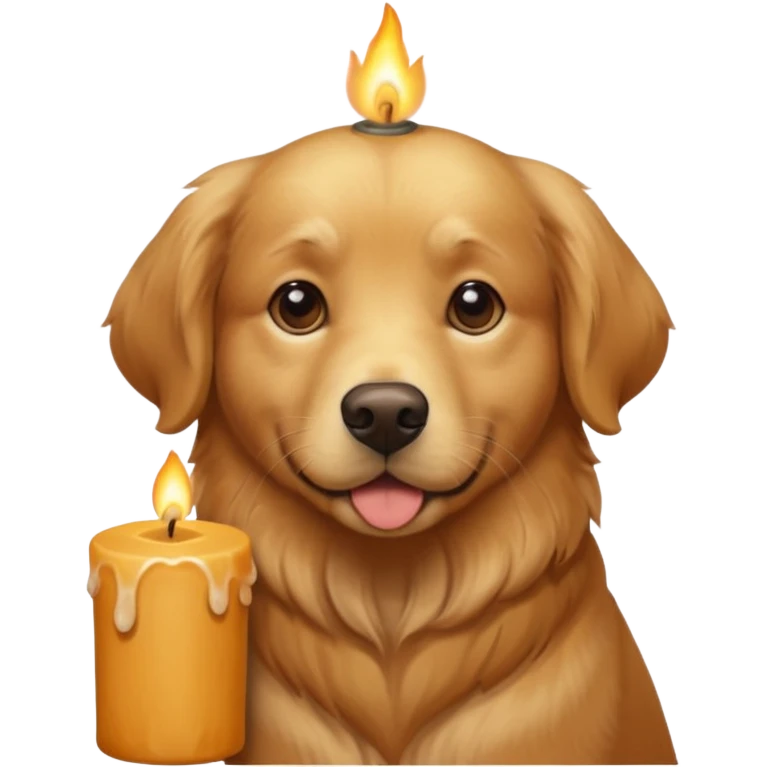 dog holding a lit aromatic candle in hand emoji