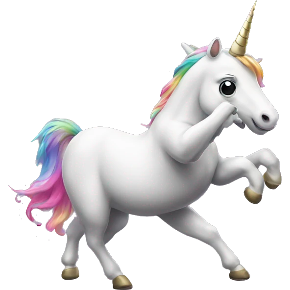Dabbing unicorn standing on two feet emoji