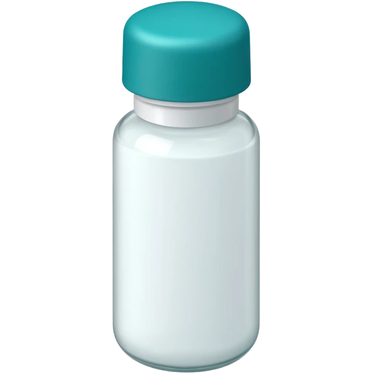 white and teal pill bottle with teal cap emoji