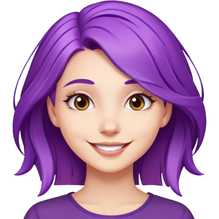 Beautiful smiling girl with purple hair emoji