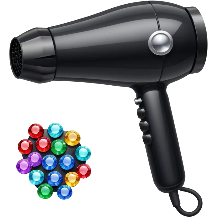 black blow dryer covered in gems emoji