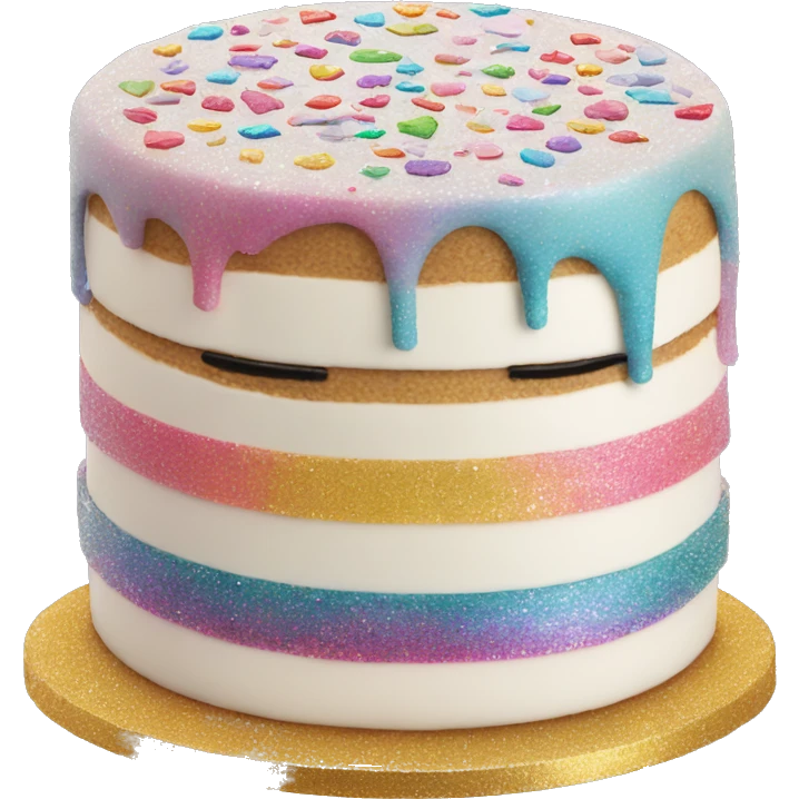 Realistic cake with colorful glitter emoji