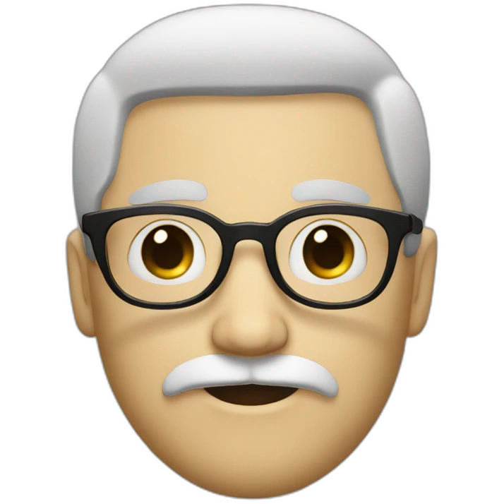 White guy with black hair, round glasses, a moustache and a little beard emoji