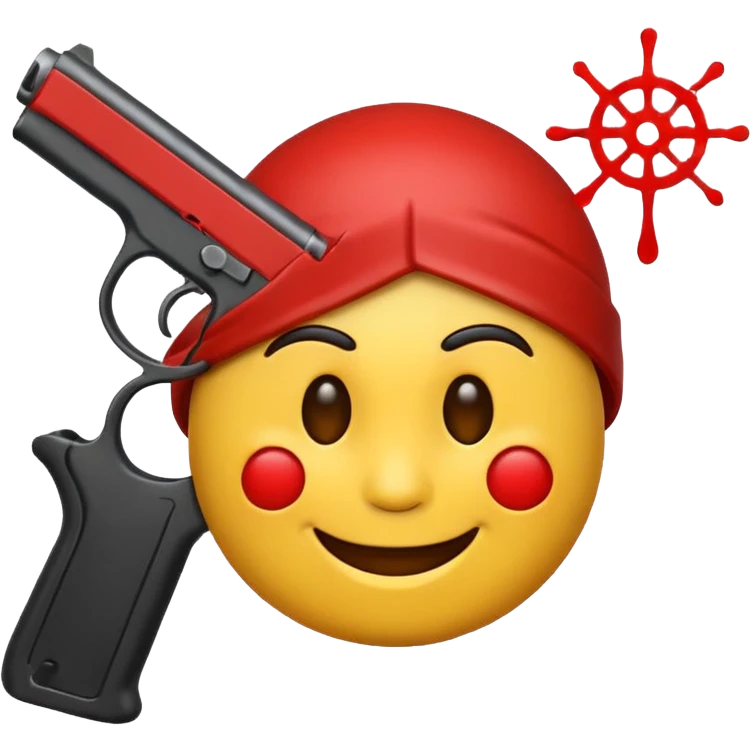 It should look like the smiling emoji with a gun to his head. The muzzle is pointed towards his face (This is ironically) emoji