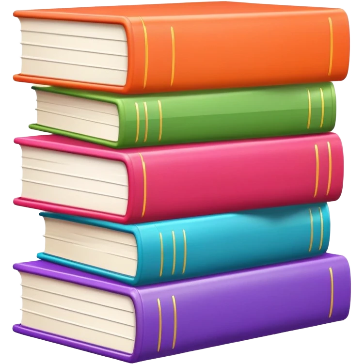 stack of three colorful books on a shelf emoji