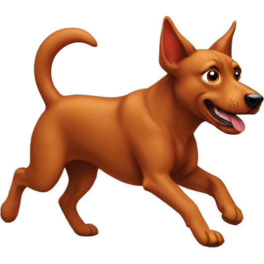 solid red dog with pointed ears running emoji