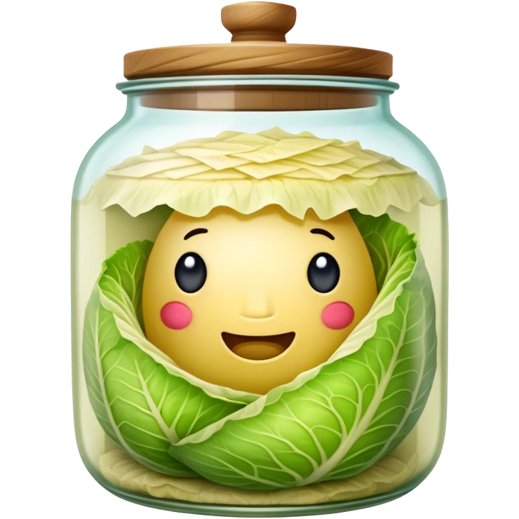 Sauerkraut Cinematic Realistic Sauerkraut Dish Emoji, depicted as tangy fermented cabbage neatly served in a traditional jar, rendered with vibrant textures and crisp, natural lighting. emoji