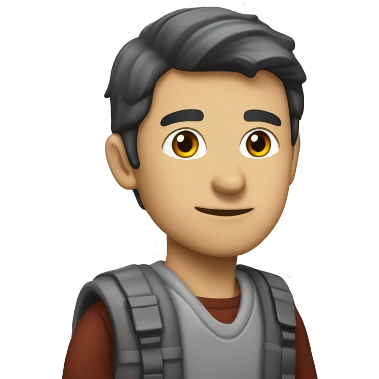 Коротко стриженный темноволосый парень с голубыми глазами  emoji