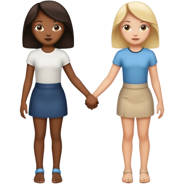 Black girl and white girl holding hands backs turned emoji