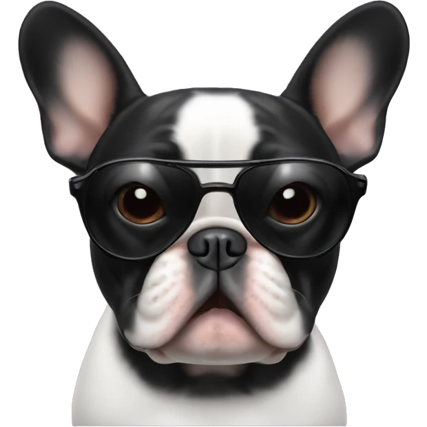 Black French Bulldog tipping sunglasses looking judgy emoji