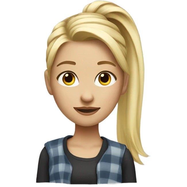 blonde girl with trendy clothes and ponytail  emoji