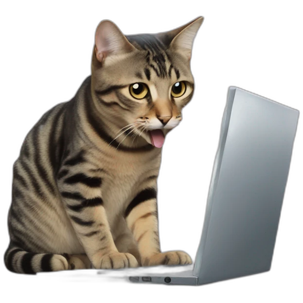 Cat eating a computer emoji