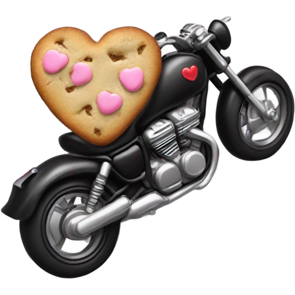 cookie heart with black motorbike  emoji