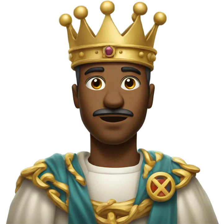 The letter "K" with a nicely divine king look to it. No personification.  emoji