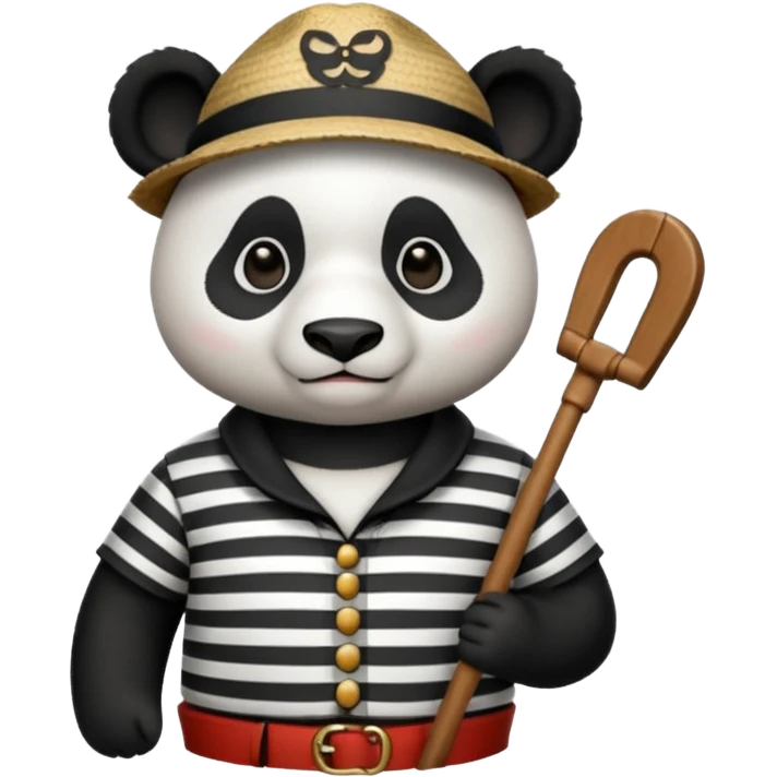 panda wearing gondolier striped shirt emoji