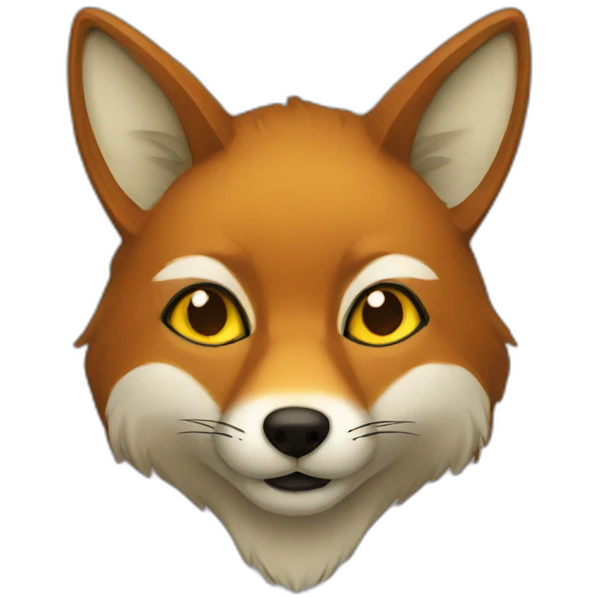 brown fox with yellow eyes and a dark green hood emoji