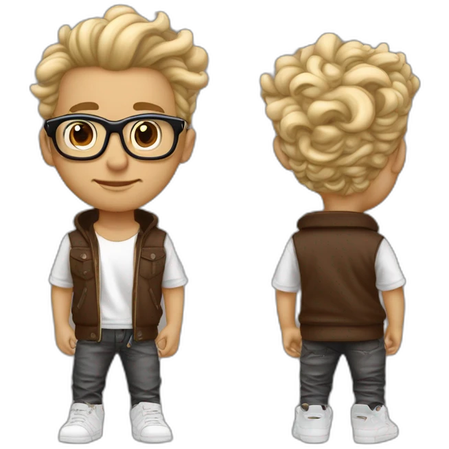 Garçon chocolat au lait cheveux bouclés glacee long  undercut et des lunette streetwear emoji