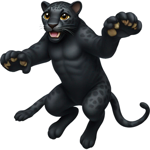 winged black leopard jumping emoji
