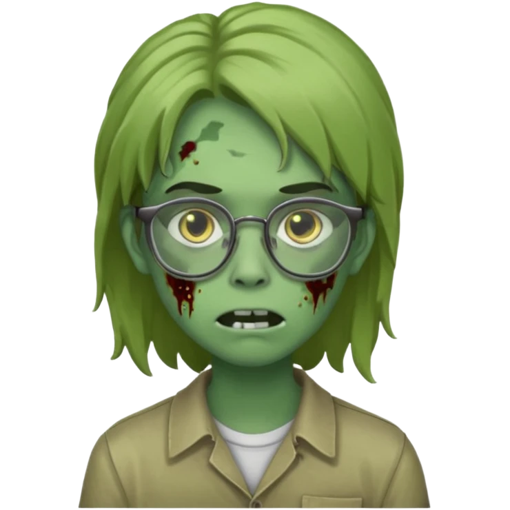 Faça um zumbi verde de óculos adolescente e de cabelo meio grande emoji