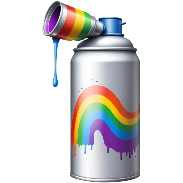 Colorful spray paint can with rainbow design for graffiti emoji