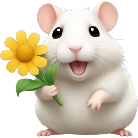 Hamster with flower emoji