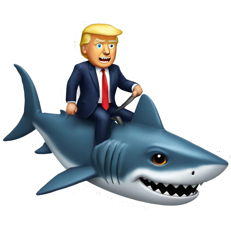 Trump riding shark emoji