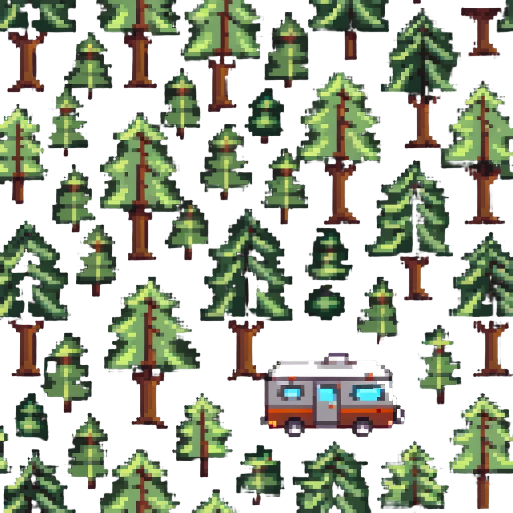 camping car RV in forest with trees emoji