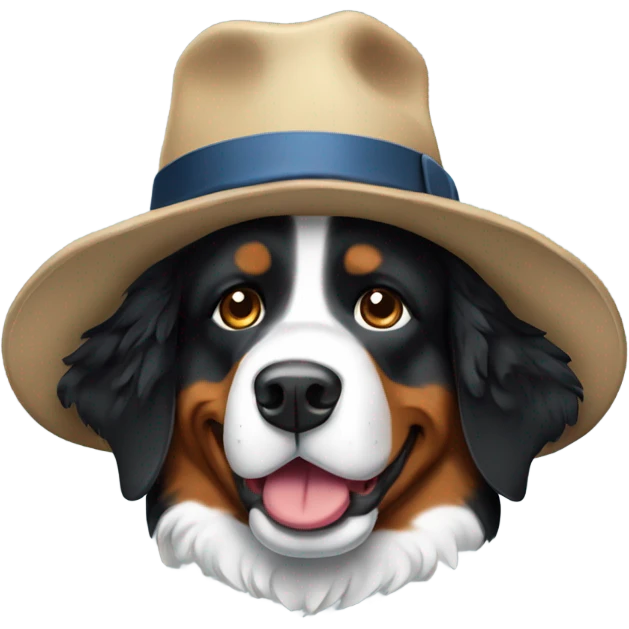Bernese mountain dog wearing a hat emoji