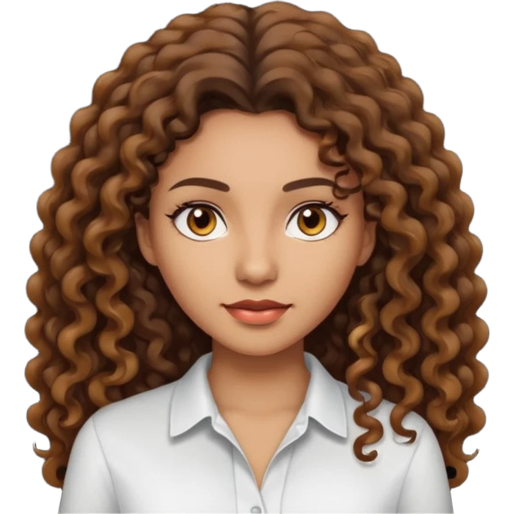 Woman light brown skin long dark curly hair emoji