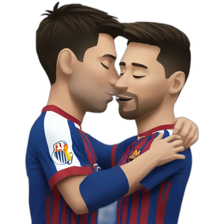Messi Ronaldo kissing emoji