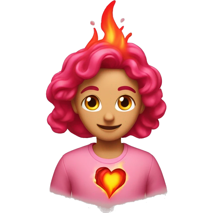 Corazón rosa con fuego emoji