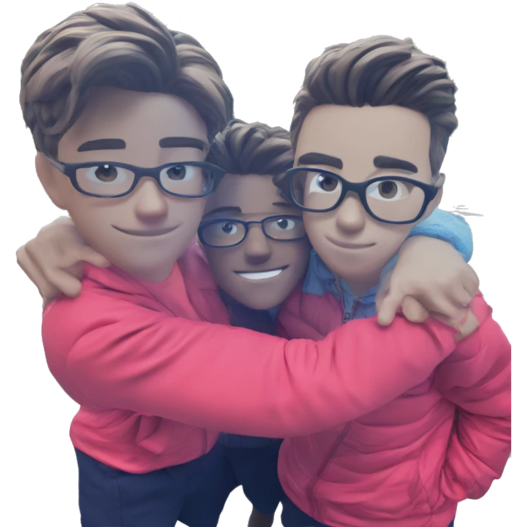 two boys embrace outdoors emoji