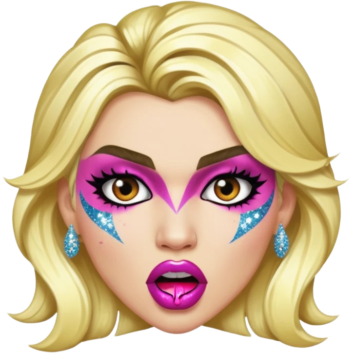 ke$ha with glitter making a snarling fun face emoji