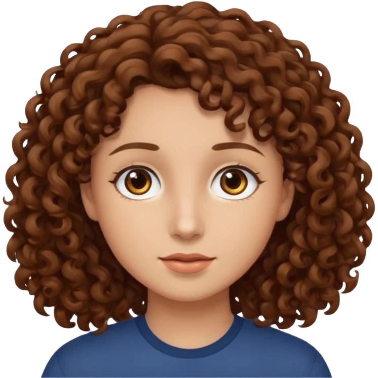 Cabelo cacheado castanhos, olhos castanhos emoji