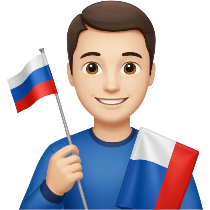 realistic man with russian flag in hand emoji
