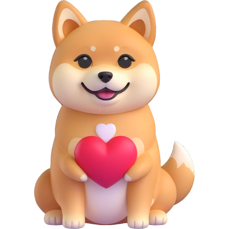 shiba inu, in love emoji