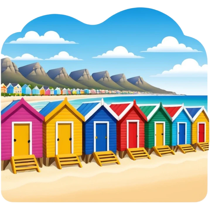Cape Town beach with colorful huts emoji