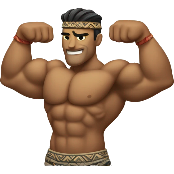 Flexing bicep with Polynesian tribal emoji