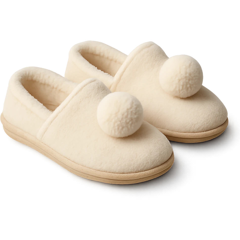 cozy slippers, with pom-poms emoji