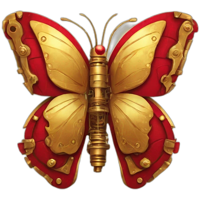 red and gold steampunk butterfly emoji