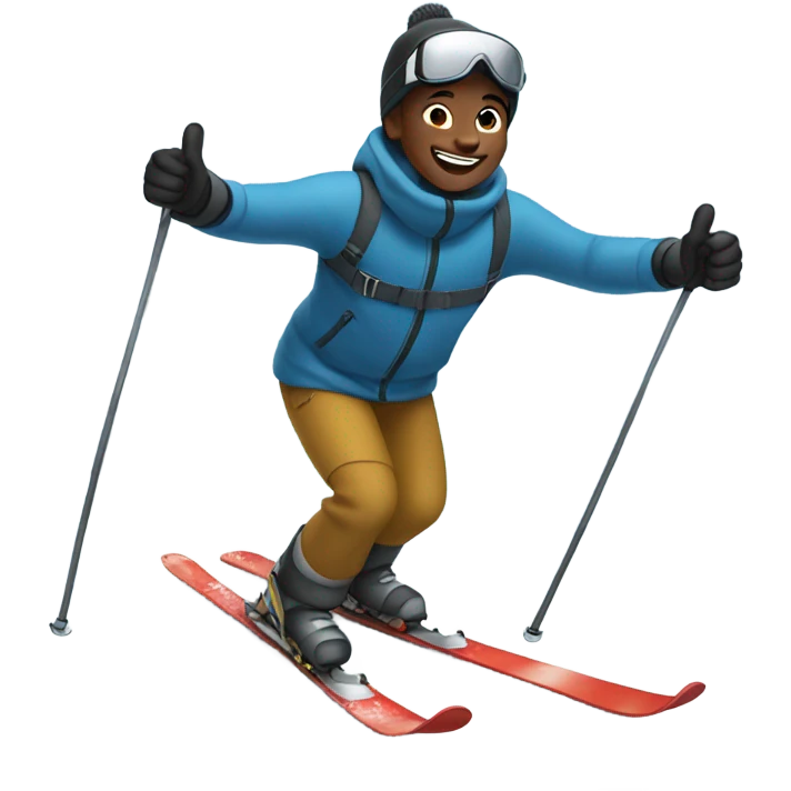 Black bald boy enjoying nature while skiing without hat emoji