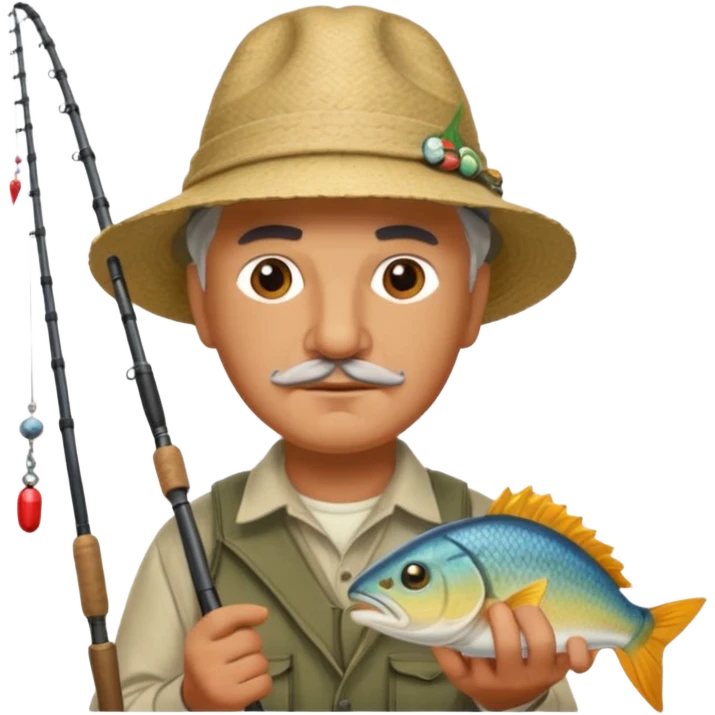 William Faulkner fishing. There is a pharaoh's headdress, a nemes, on his hook emoji