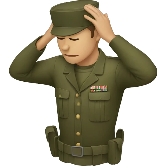 soldier cowering hands over head emoji